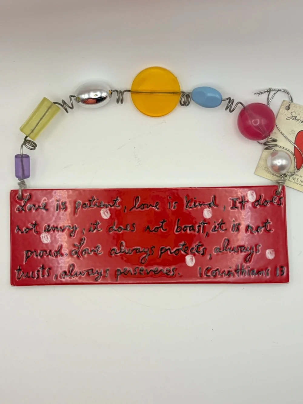 VTG Sandra Magsamen Dept 56 Hanging Love is Patient Plaque 1 Corinthians 13 Boho